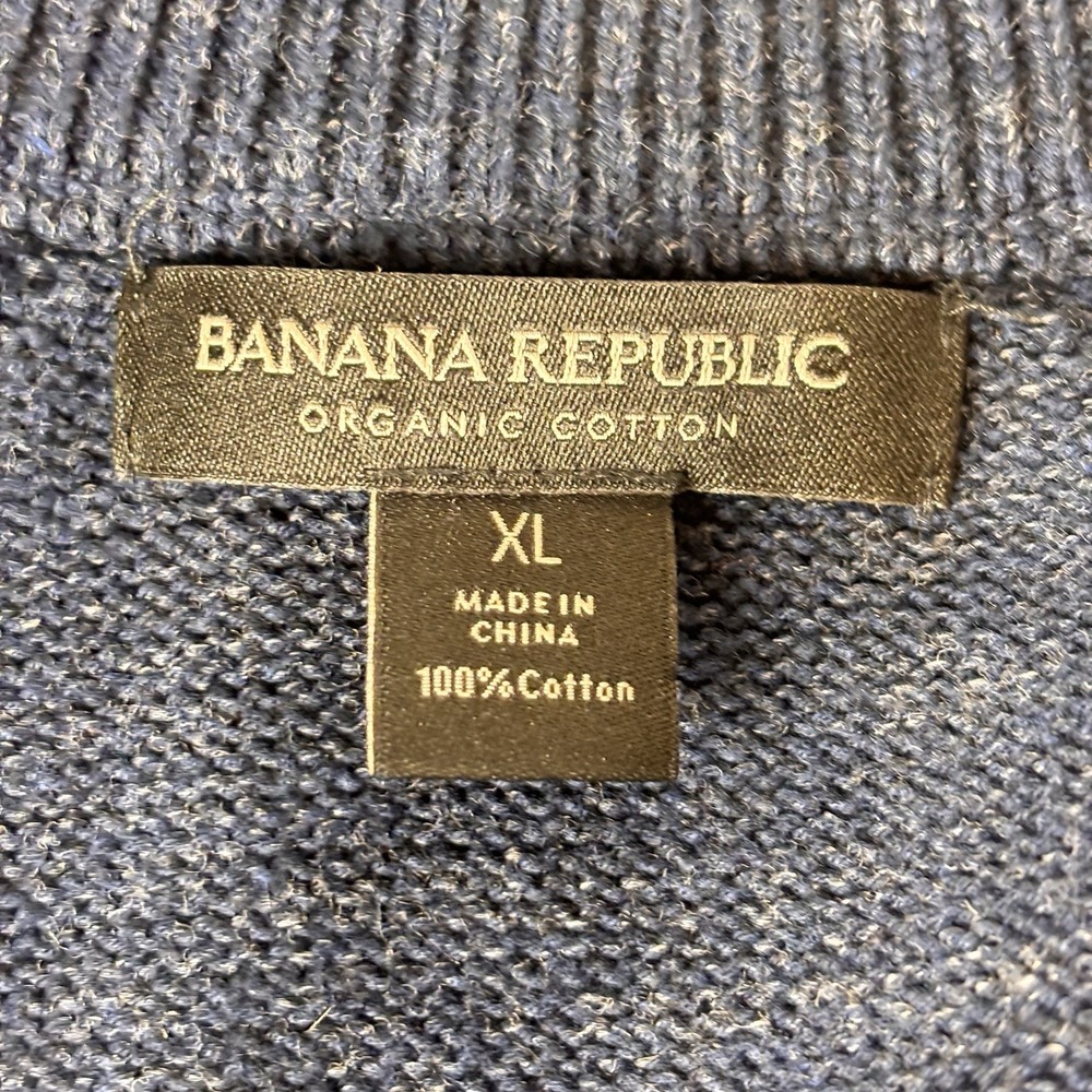 Banana Republic XL Blue Men Cardigan Sweater Button Up Organic Cotton Knit Heavy - Picture 8 of 8